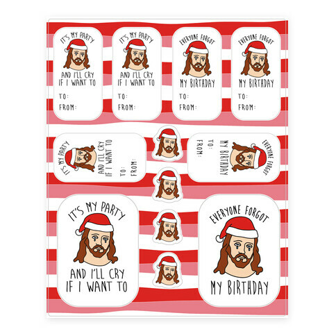 Sad Christmas Party Jesus  Stickers and Decal Sheet
