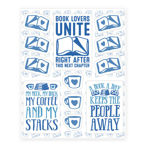 Book Lovers Unite  Stickers and Decal Sheet