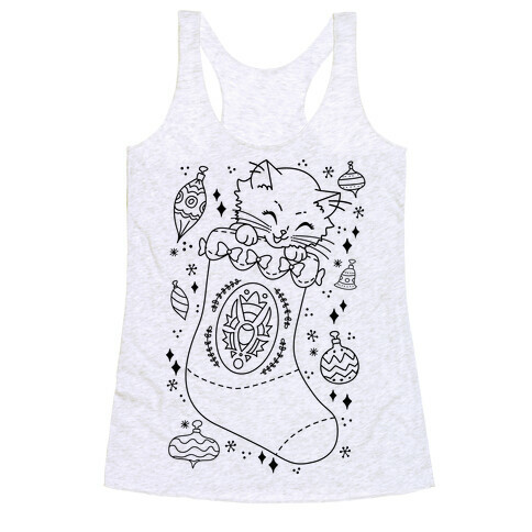 Vintage Cat In A Stocking Racerback Tank Top
