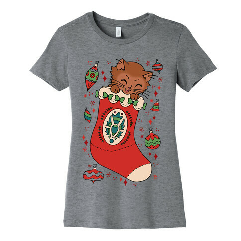 Vintage Cat In A Stocking Womens T-Shirt