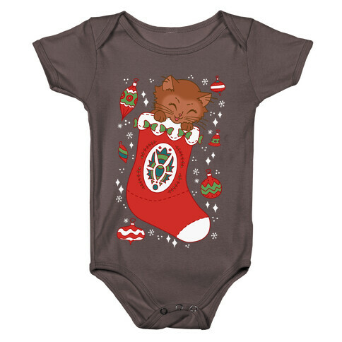 Vintage Cat In A Stocking Baby One-Piece