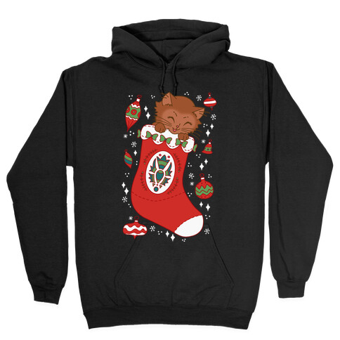 Vintage Cat In A Stocking Hooded Sweatshirt