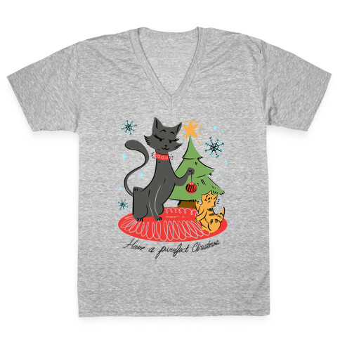 Have a Purrfect Christmas! V-Neck Tee Shirt