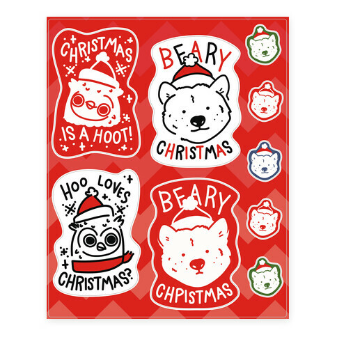 Christmas Animal Pun  Stickers and Decal Sheet