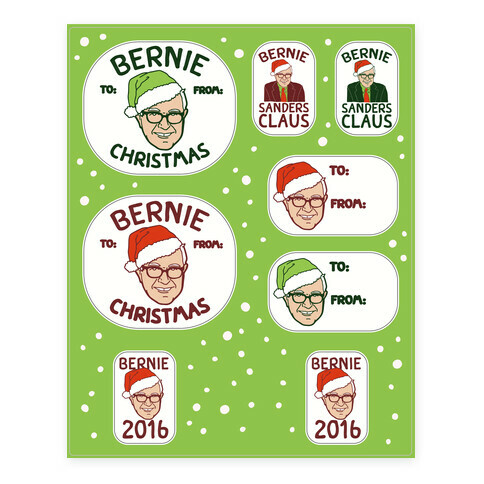 Bernie Sanders Claus Gift Tag  Stickers and Decal Sheet