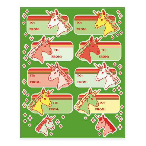 Unicorn Christmas Gift Tag  Stickers and Decal Sheet