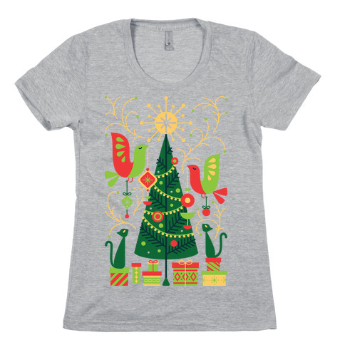 Vintage Christmas Tree Decorating Womens T-Shirt