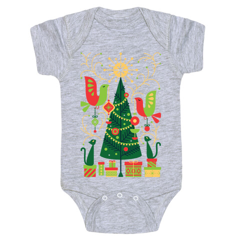 Vintage Christmas Tree Decorating Baby One-Piece