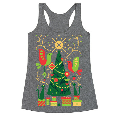 Vintage Christmas Tree Decorating Racerback Tank Top