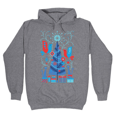 Vintage Christmas Tree Decorating Hooded Sweatshirt