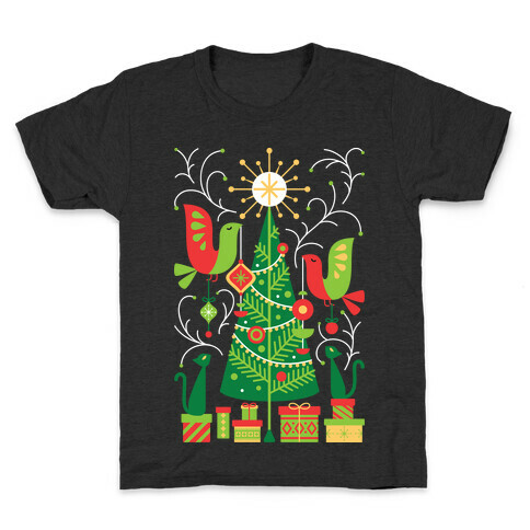 Vintage Christmas Tree Decorating Kids T-Shirt