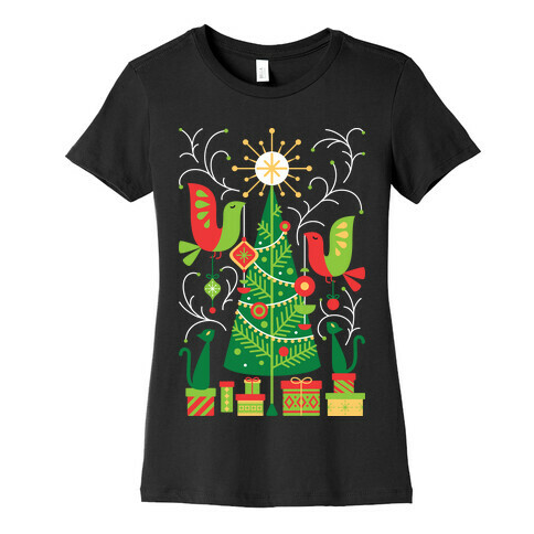 Vintage Christmas Tree Decorating Womens T-Shirt