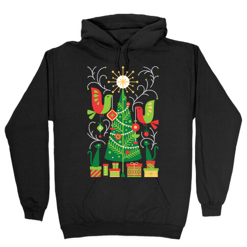 Vintage Christmas Tree Decorating Hooded Sweatshirt