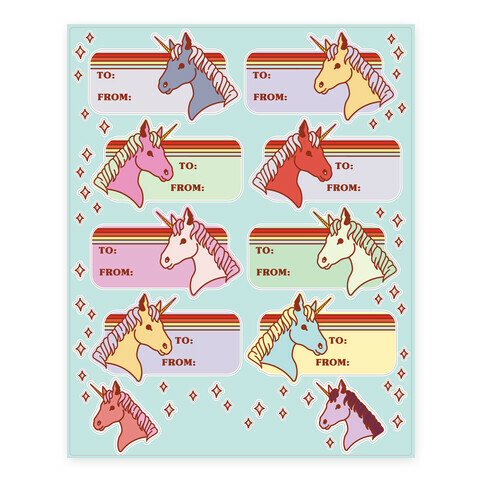 Rainbow Unicorn Gift Tag  Stickers and Decal Sheet