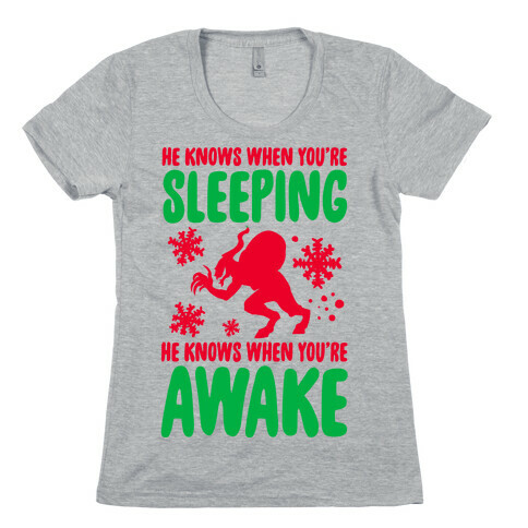 He Knows When You are Sleeping (Krampus) Womens T-Shirt