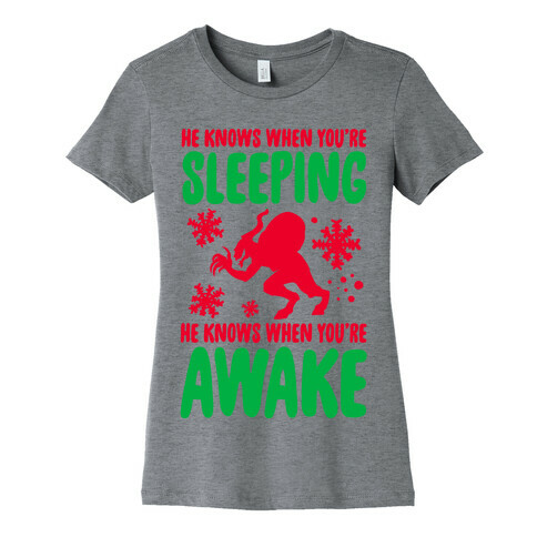 He Knows When You are Sleeping (Krampus) Womens T-Shirt