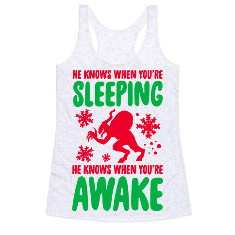 He Knows When You are Sleeping (Krampus) Racerback Tank Top
