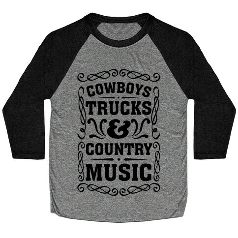 Cowboys Trucks & Country Music Baseball Tee