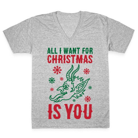 All I Want For Christmas Is You Krampus V-Neck Tee Shirt