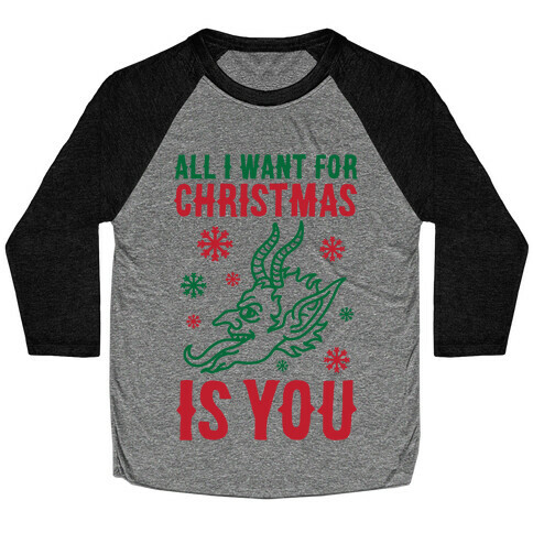 All I Want For Christmas Is You Krampus Baseball Tee