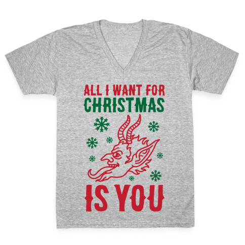 All I Want For Christmas Is You Krampus V-Neck Tee Shirt