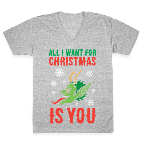 All I Want For Christmas Is You Krampus V-Neck Tee Shirt