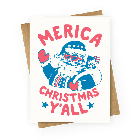 Merica Christmas Y'all  Greeting Card