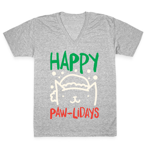 Happy Paw-lidays  V-Neck Tee Shirt