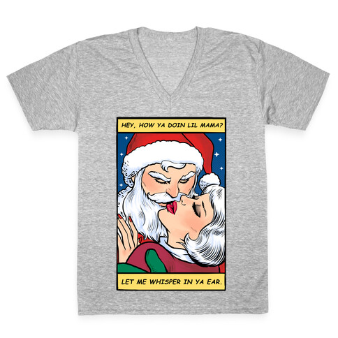 Santa Romance Comic V-Neck Tee Shirt