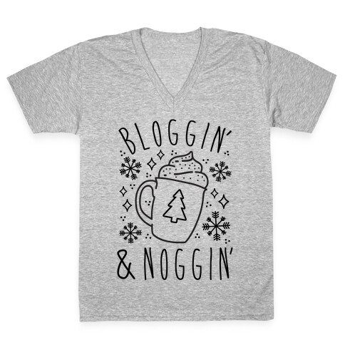 Bloggin' and Noggin' V-Neck Tee Shirt