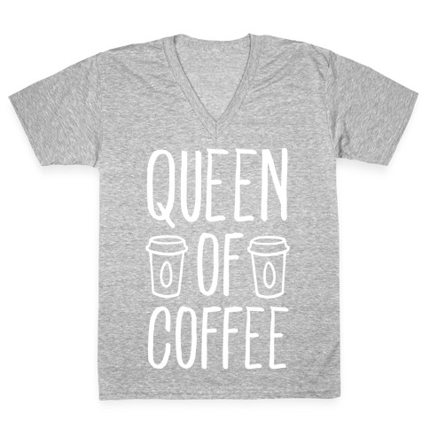 Queen of Coffee V-Neck Tee Shirt