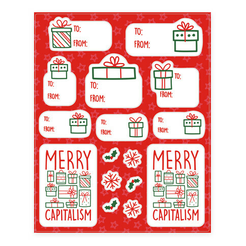 Merry Capitalism Gift Tag  Stickers and Decal Sheet