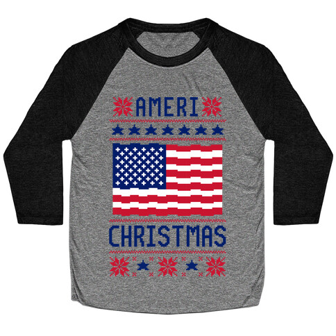 Ameri' Christmas Ugly Sweater Baseball Tee