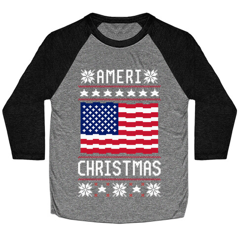 Ameri' Christmas Ugly Sweater Baseball Tee