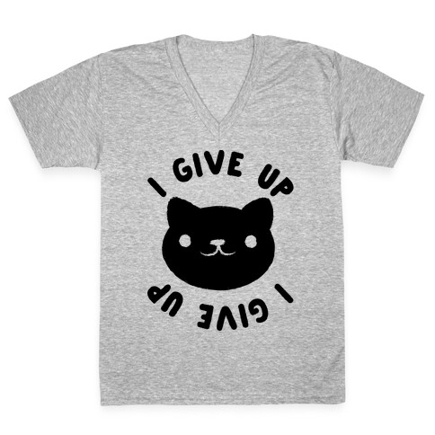 I Give Up Cat V-Neck Tee Shirt