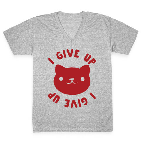 I Give Up Cat V-Neck Tee Shirt