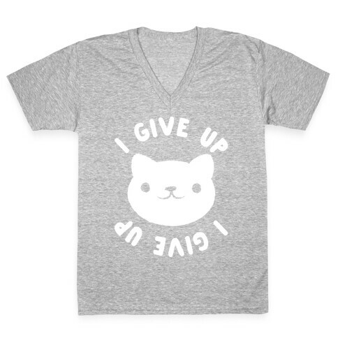 I Give Up Cat V-Neck Tee Shirt