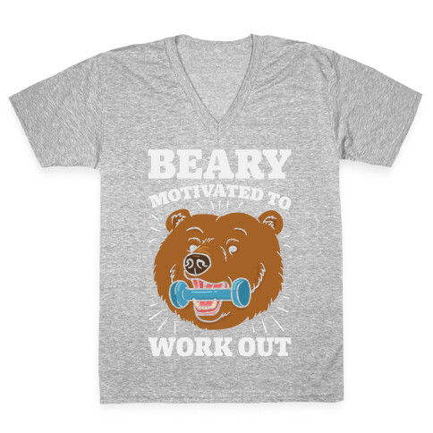 Beary Motivated To Work Out V-Neck Tee Shirt