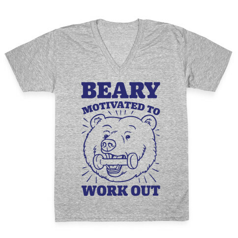 Beary Motivated To Work Out V-Neck Tee Shirt