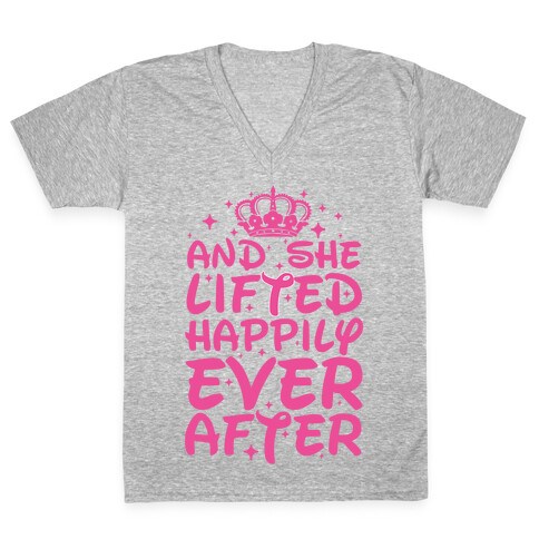 And She Lifted Happily Ever After V-Neck Tee Shirt