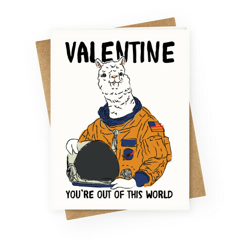 Valentine Space Alpaca Greeting Card