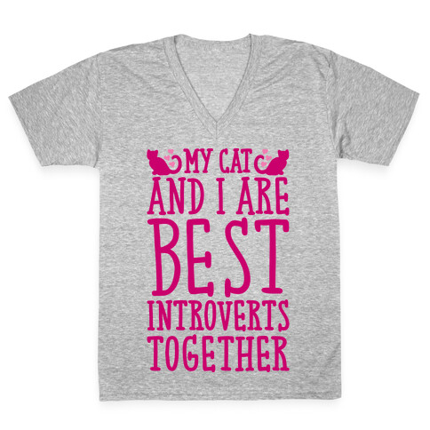 My Cat and I Are Best Introverts Together V-Neck Tee Shirt