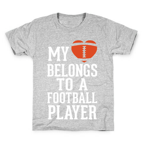 My Heart Belongs to a Football Player (White Ink) Kids T-Shirt