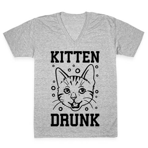 Kitten Drunk V-Neck Tee Shirt