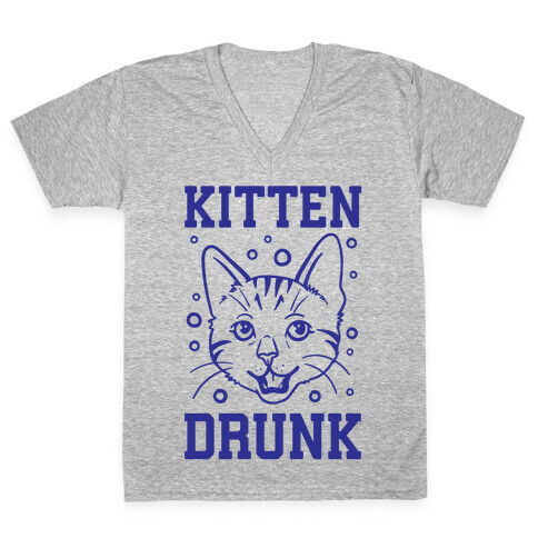 Kitten Drunk V-Neck Tee Shirt