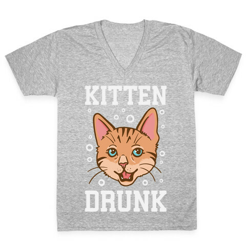 Kitten Drunk V-Neck Tee Shirt