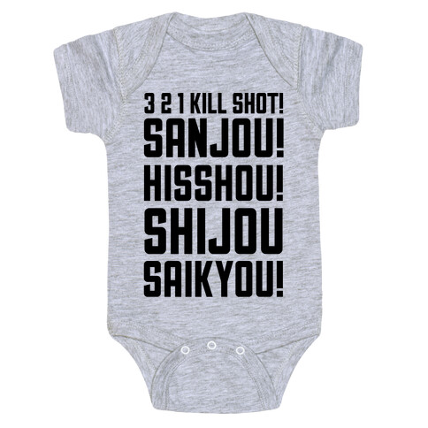  3 2 1 Kill Shot Sanjou Hisshou Shijou Saikyou Baby One-Piece
