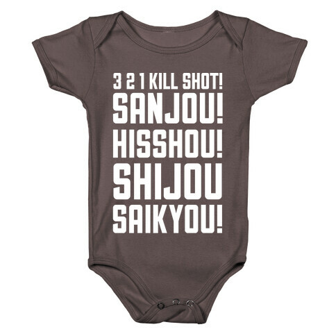  3 2 1 Kill Shot Sanjou Hisshou Shijou Saikyou Baby One-Piece