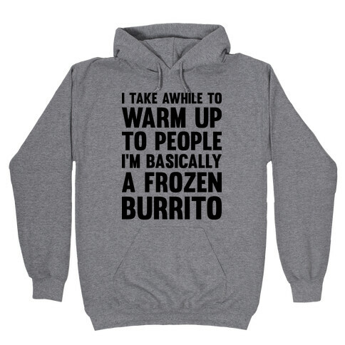 I Take Awhile To Warm Up To People I'm Basically A Frozen Burrito Hooded Sweatshirt