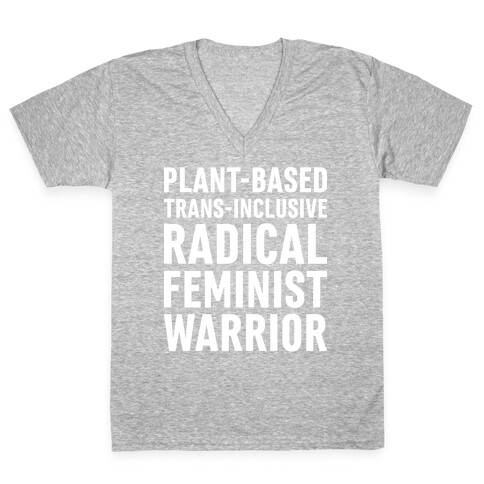 Plant-Based Trans-Inclusive Radical Feminist Warrior V-Neck Tee Shirt